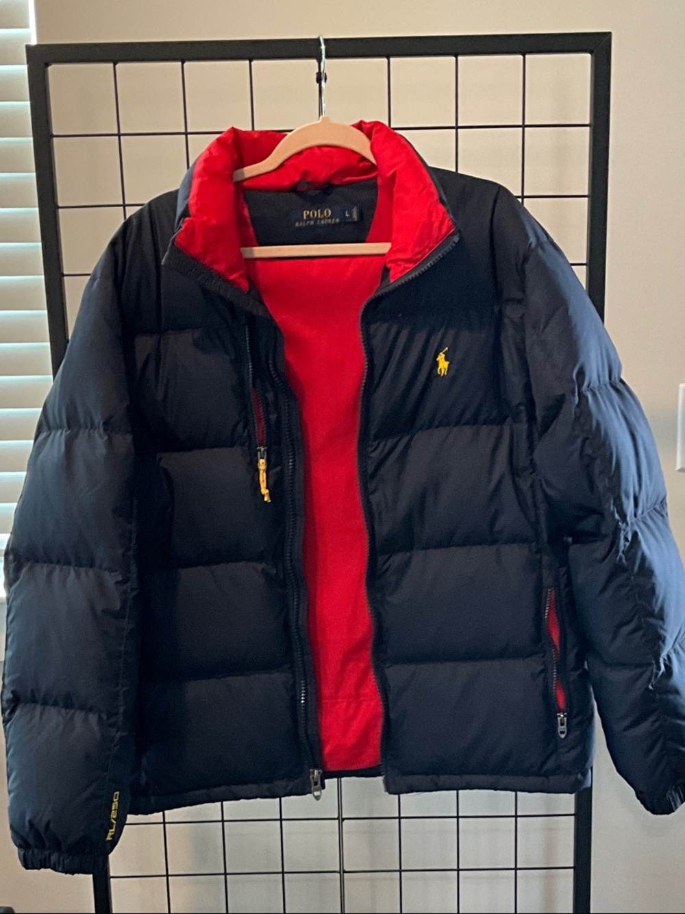 Polo by Ralph Lauren Navy Puffer Jacket with Red Lining